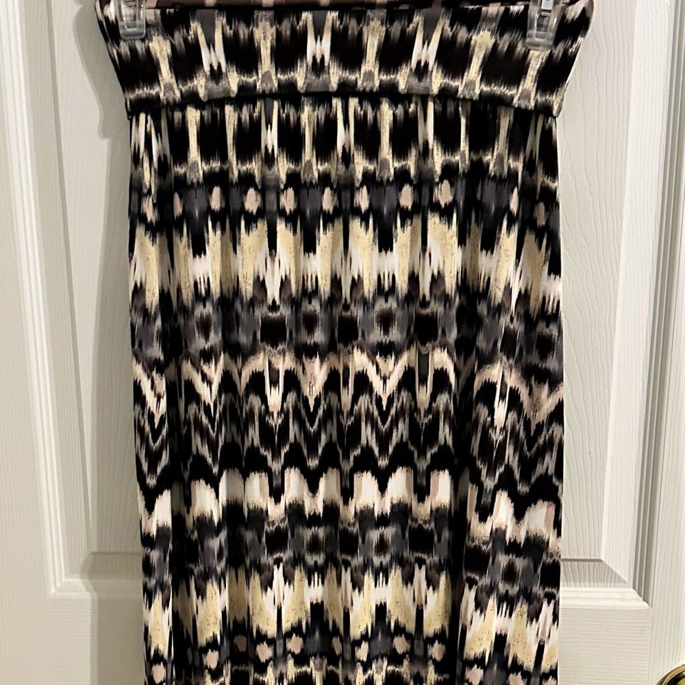 NWT Carol Rowley New York Midi/Maxi Skirt Beige Black Brown Neutrals Skirt Large